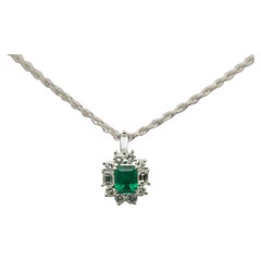 Emerald Diamond Platinum Pendant