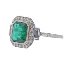 Emerald Diamond Platinum Ring