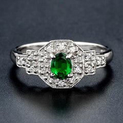 Emerald Diamond Platinum Ring