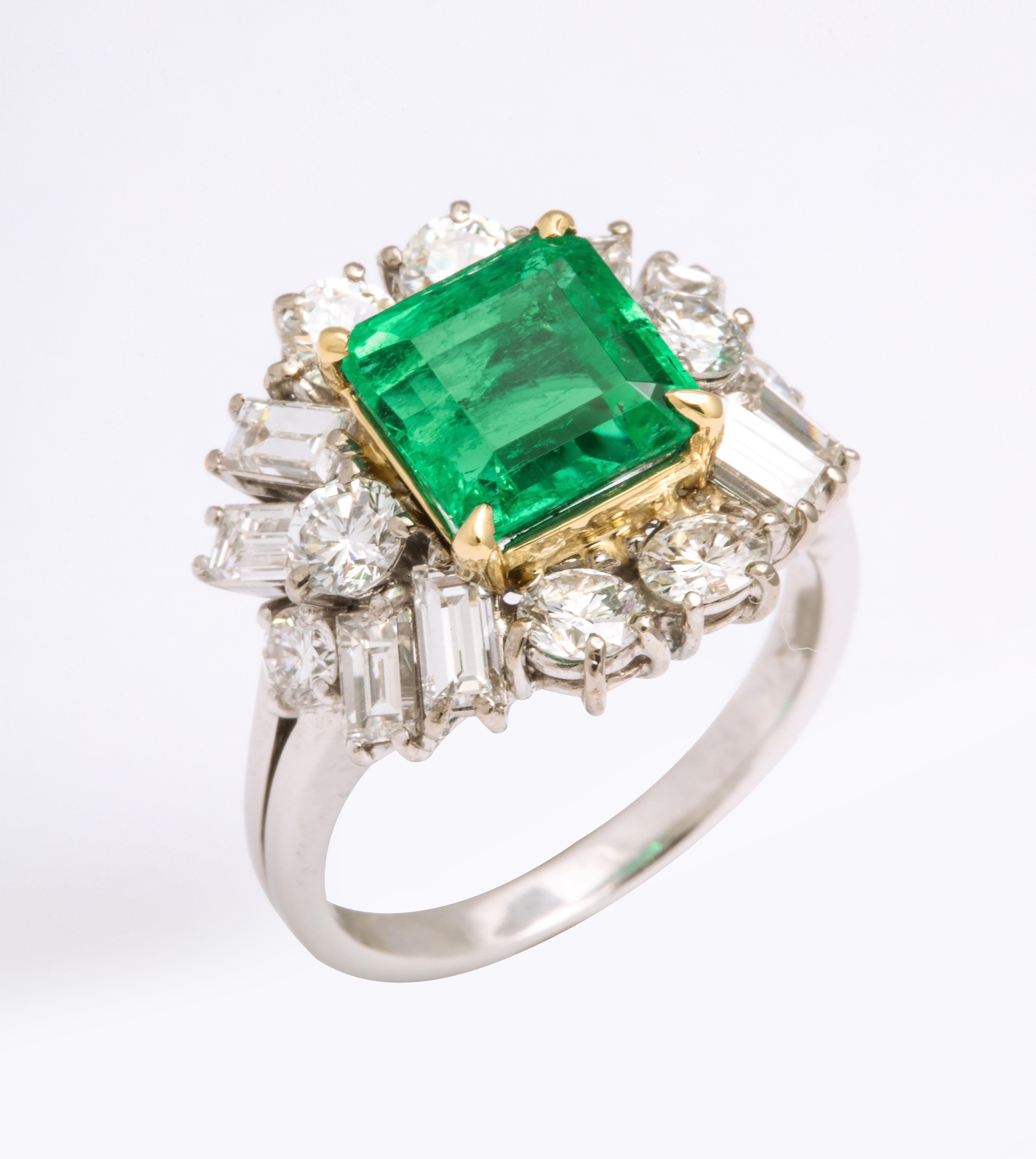 Emerald Diamond Platinum Ring 2