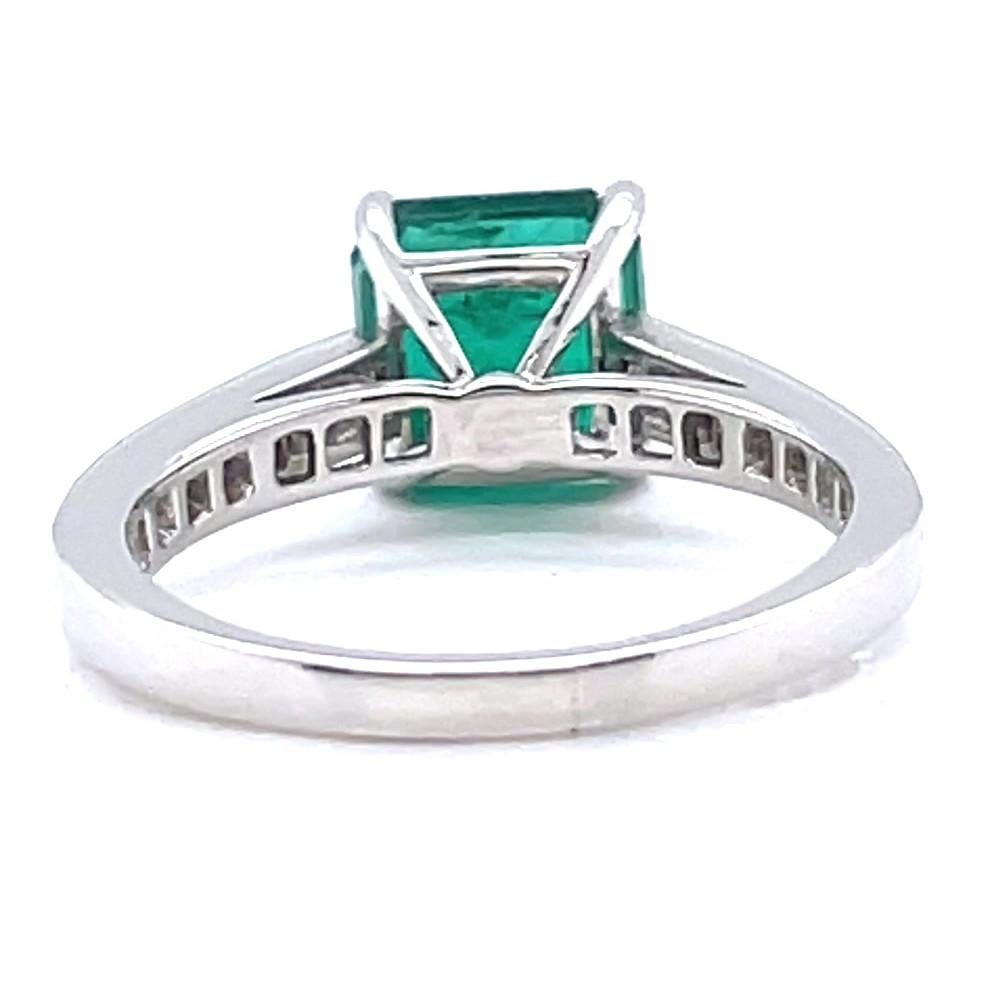 Women's or Men's Emerald Diamond Platinum Ring