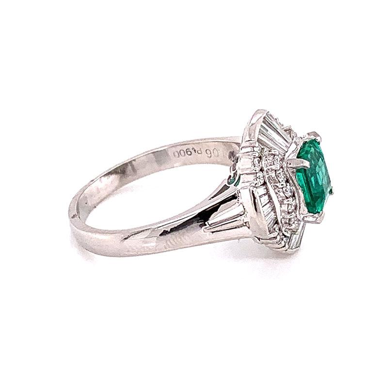 Emerald Diamond Platinum Ring 1