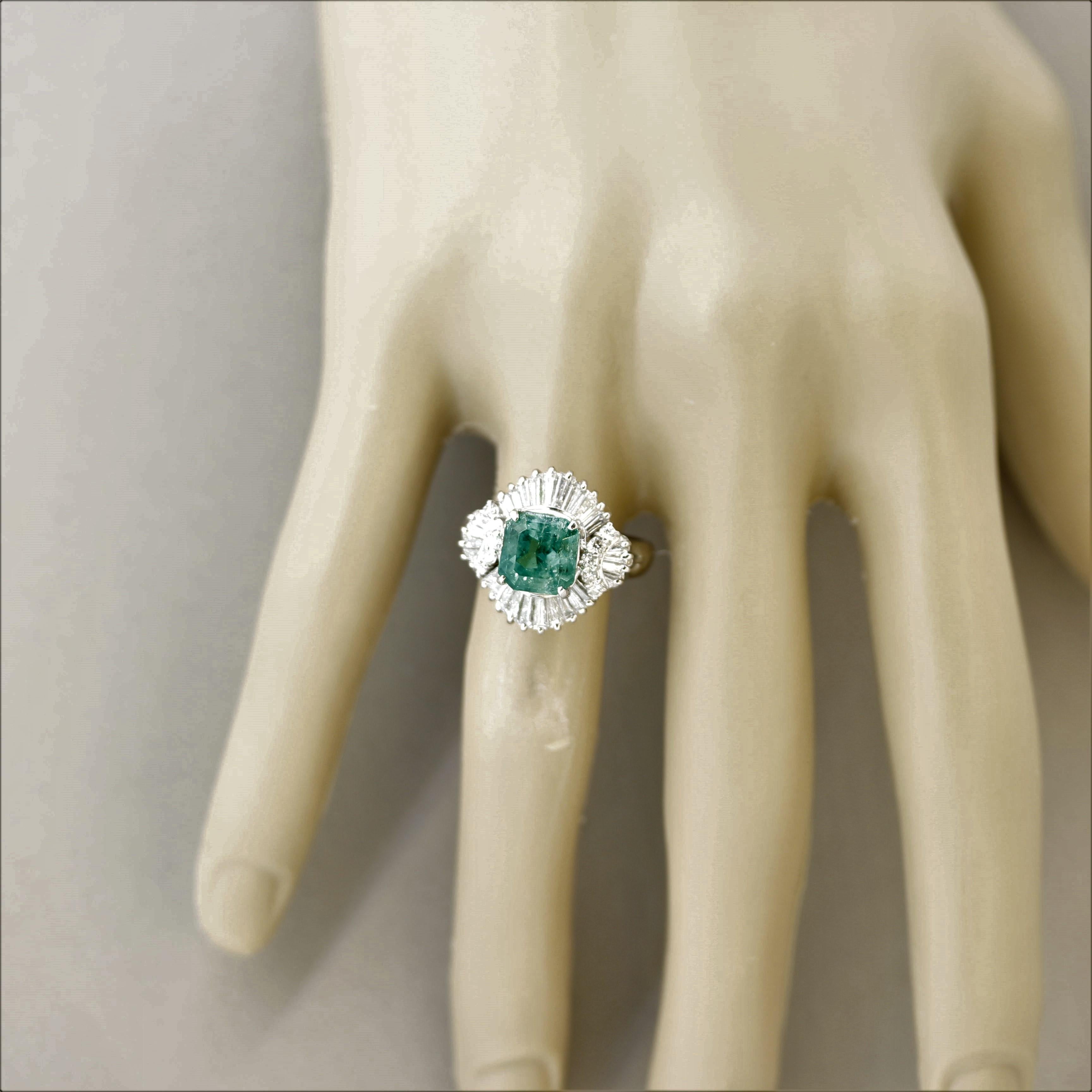 Emerald Diamond Platinum Ring 1