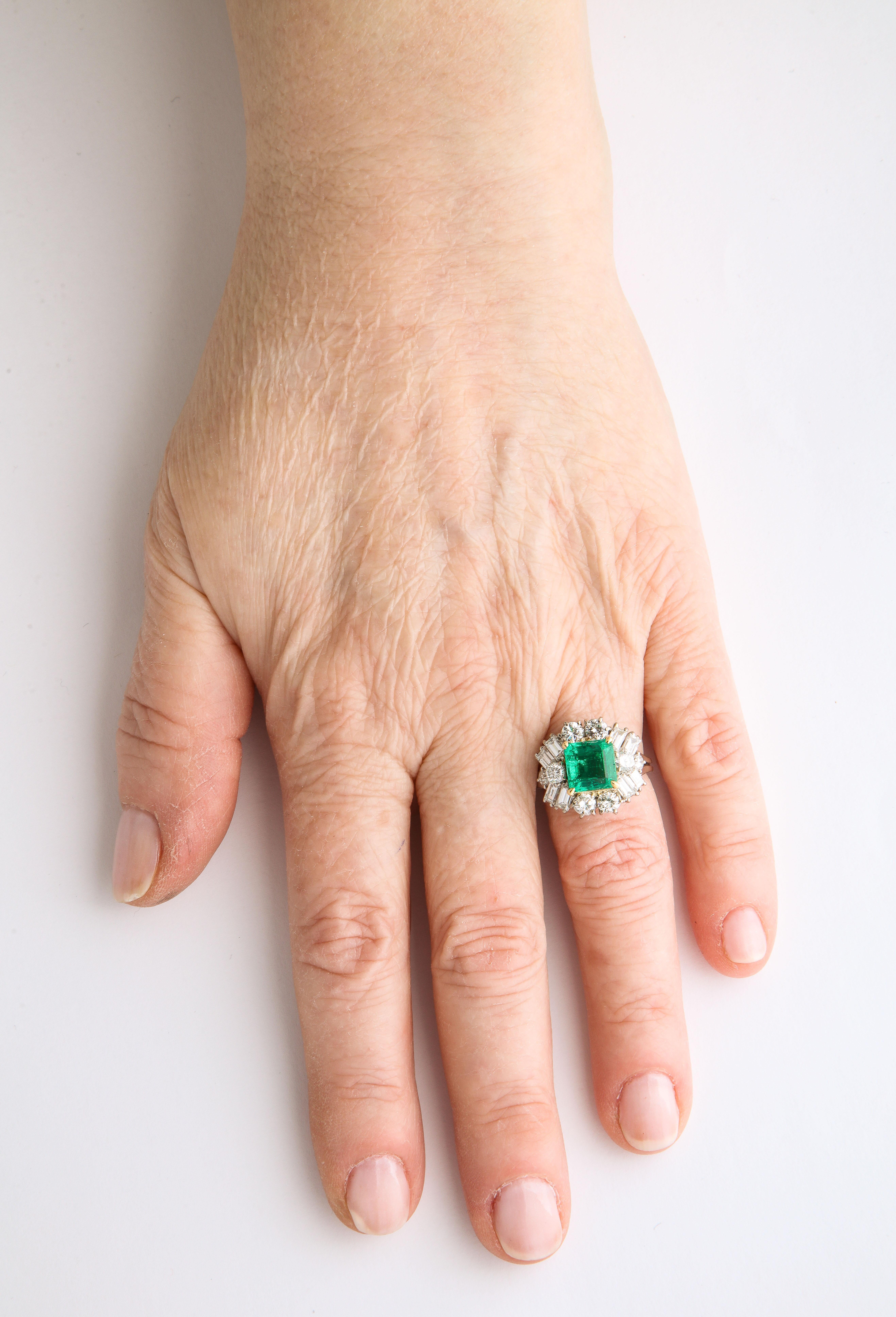 Emerald Diamond Platinum Ring 3