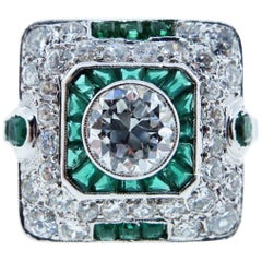 Emerald Diamond Platinum Ring