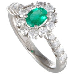 Vintage Emerald Diamond Platinum Ring