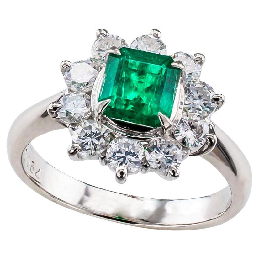 Moira Emerald Diamond platinum Ring at 1stDibs