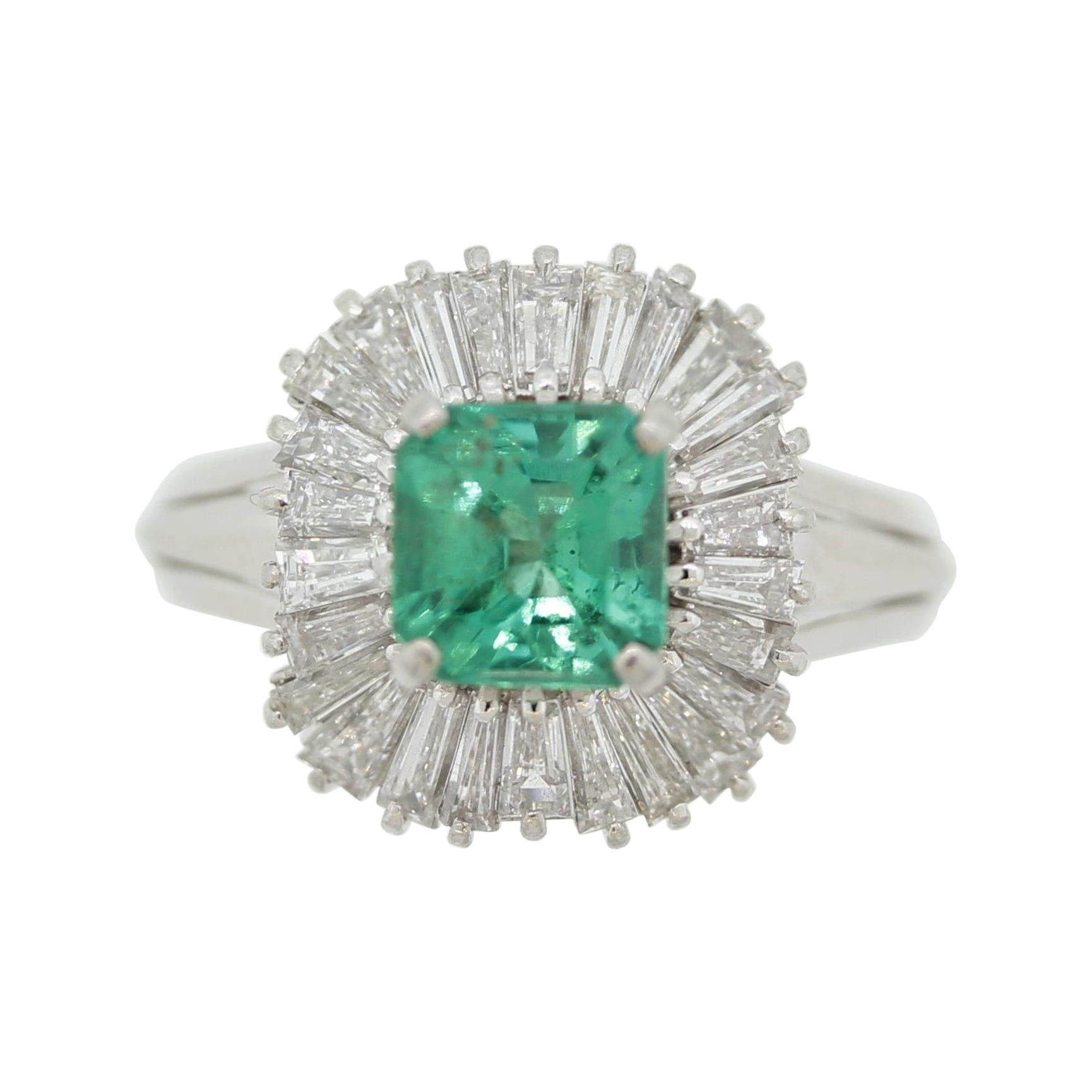 Diamond Emerald Platinum Ring/Pendant For Sale at 1stDibs