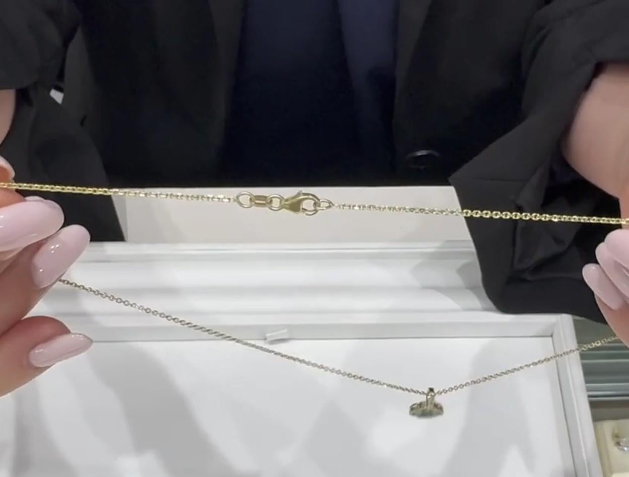 14K Gelbgold Smaragd & Diamant Quatrefoil Anhänger an Gliederkette Halskette im Angebot 2