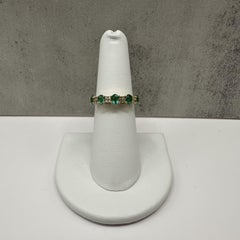Emerald Diamond Ring 10kt Yellow Gold Five Stone Size 6 New