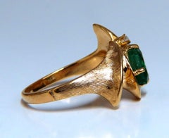 Emerald Diamond Ring 14 Karat 1.15 Carat Natural Mod Deco*