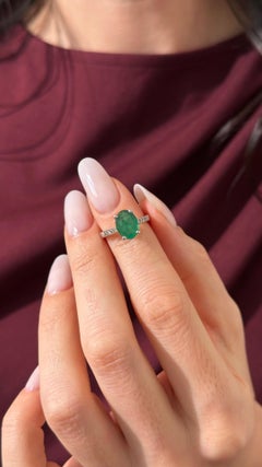 Anello con diamante smeraldo in oro 14k 1,83 TCW certificato