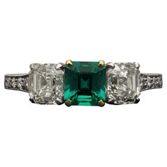 Emerald Diamond Ring 14K White Gold Pure Sophistication