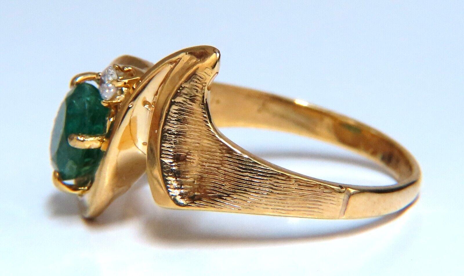 Emerald Diamond Ring 14 Karat 1.15 Carat Natural Mod Deco For Sale 1