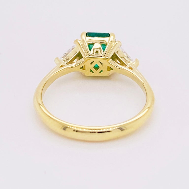 Emerald Diamond Ring, 18 Karat Gold, Three-Stone, 1.88 Carat, Gem ...