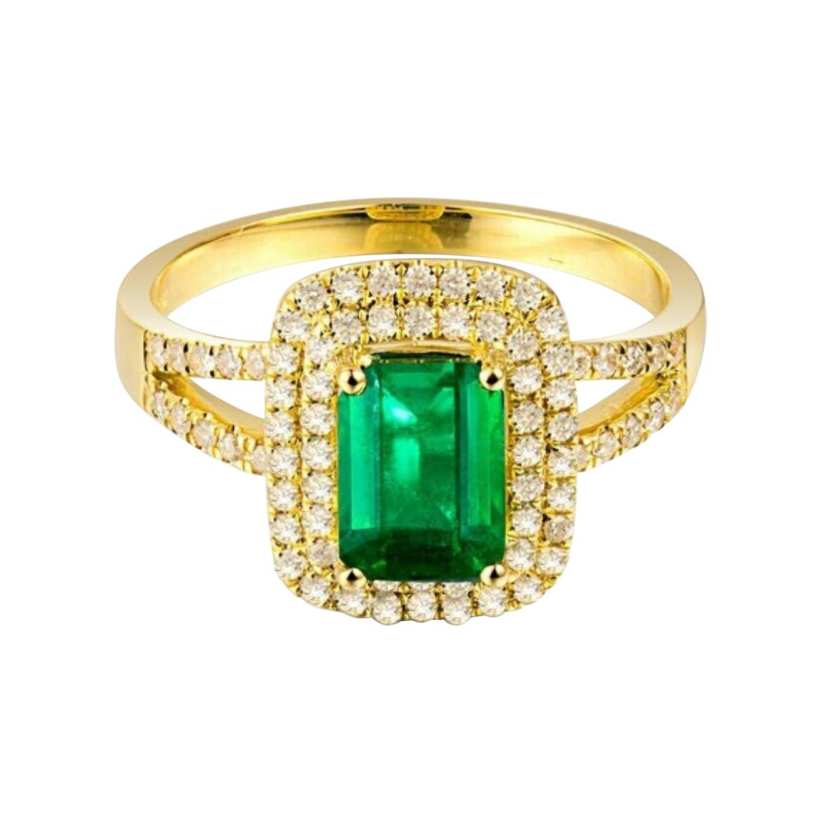 Geometric Design Octagon Emerald Diamond Ring at 1stDibs