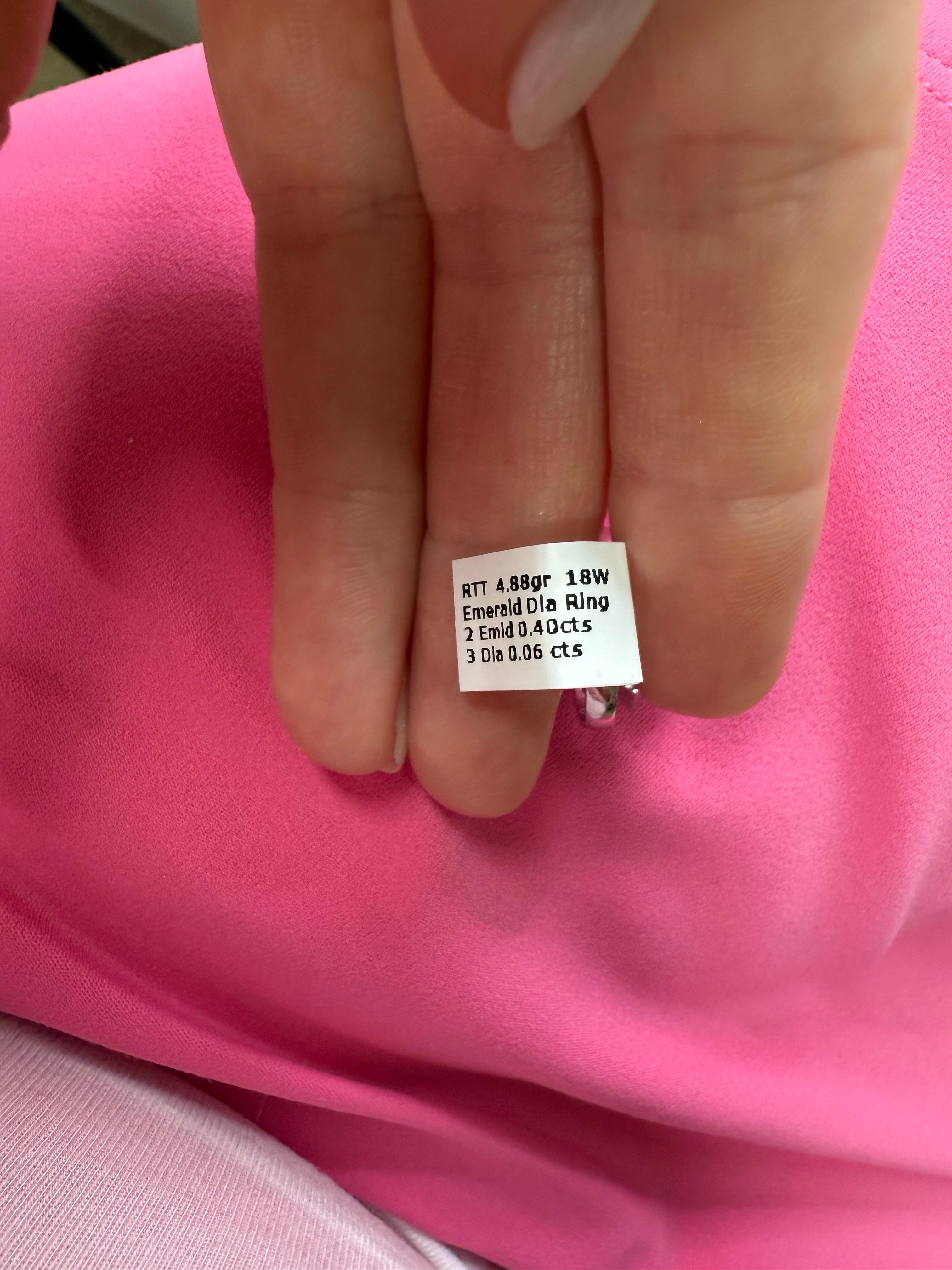 Smaragd Diamantring 18KT Gold Cocktail Diamantring im Angebot 2