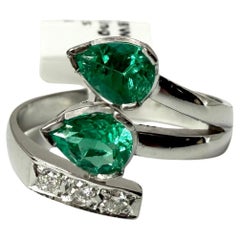 Bague Emeraude Diamant Bague cocktail diamant en or 18KT