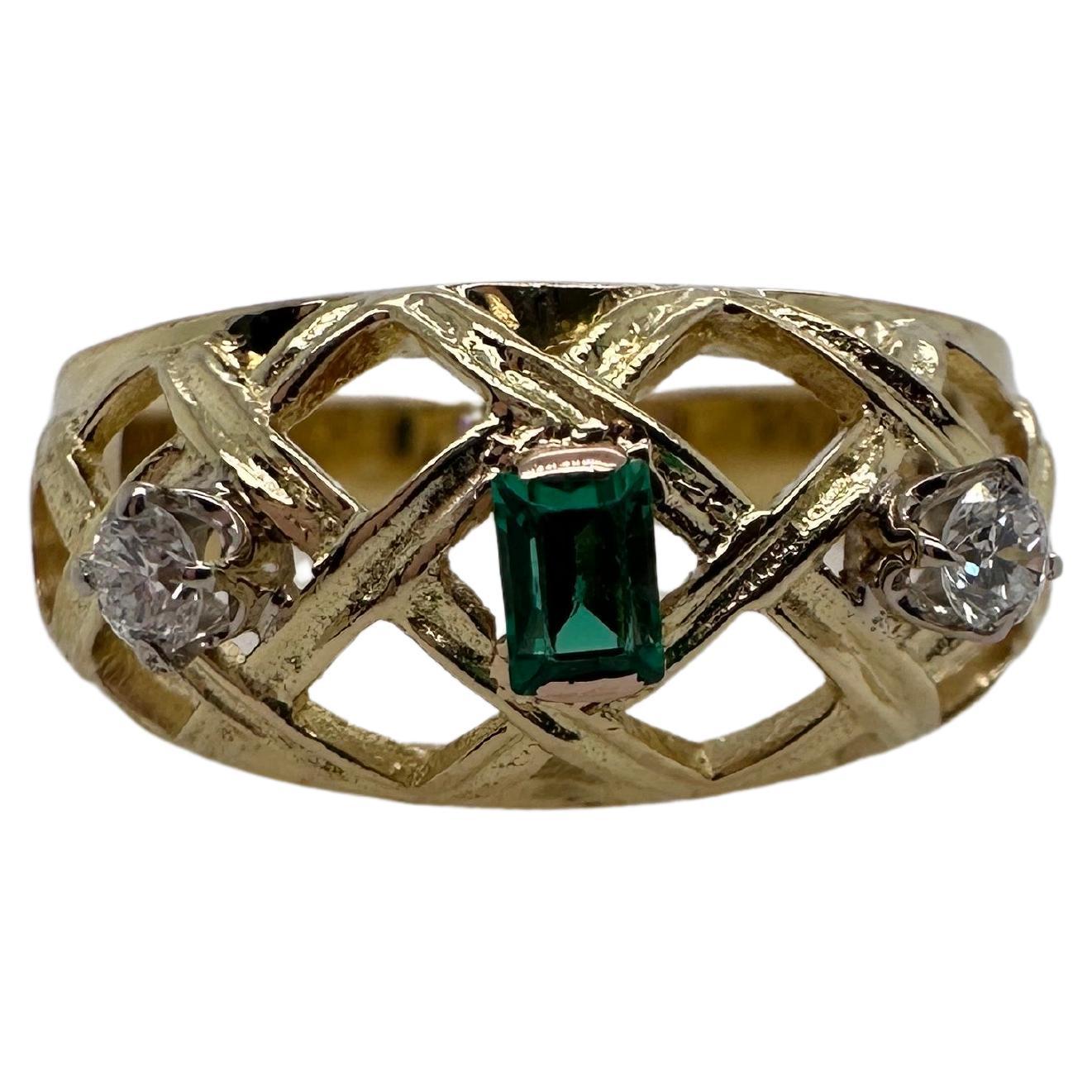 Stunning cocktail diamond ring with emerald center. The emerald is from Colombia, bluish green in color, diamonds are VS clarity and F color originating from Canada. The ring is made in 18KT gold and will take 8 days before it ships