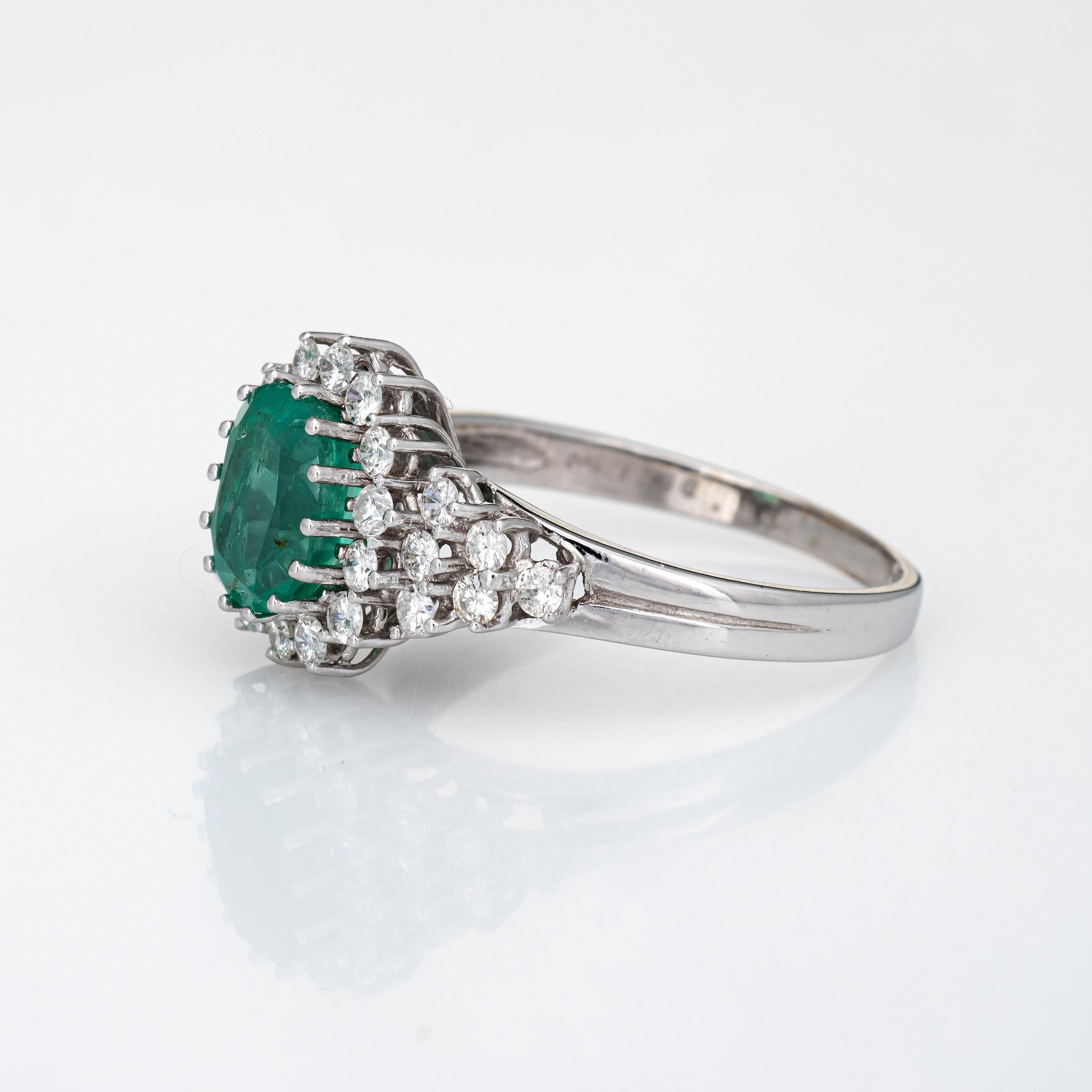 Emerald Diamond Ring Estate 14k White Gold Gemstone Engagement Jewelry In Good Condition In Torrance, CA
