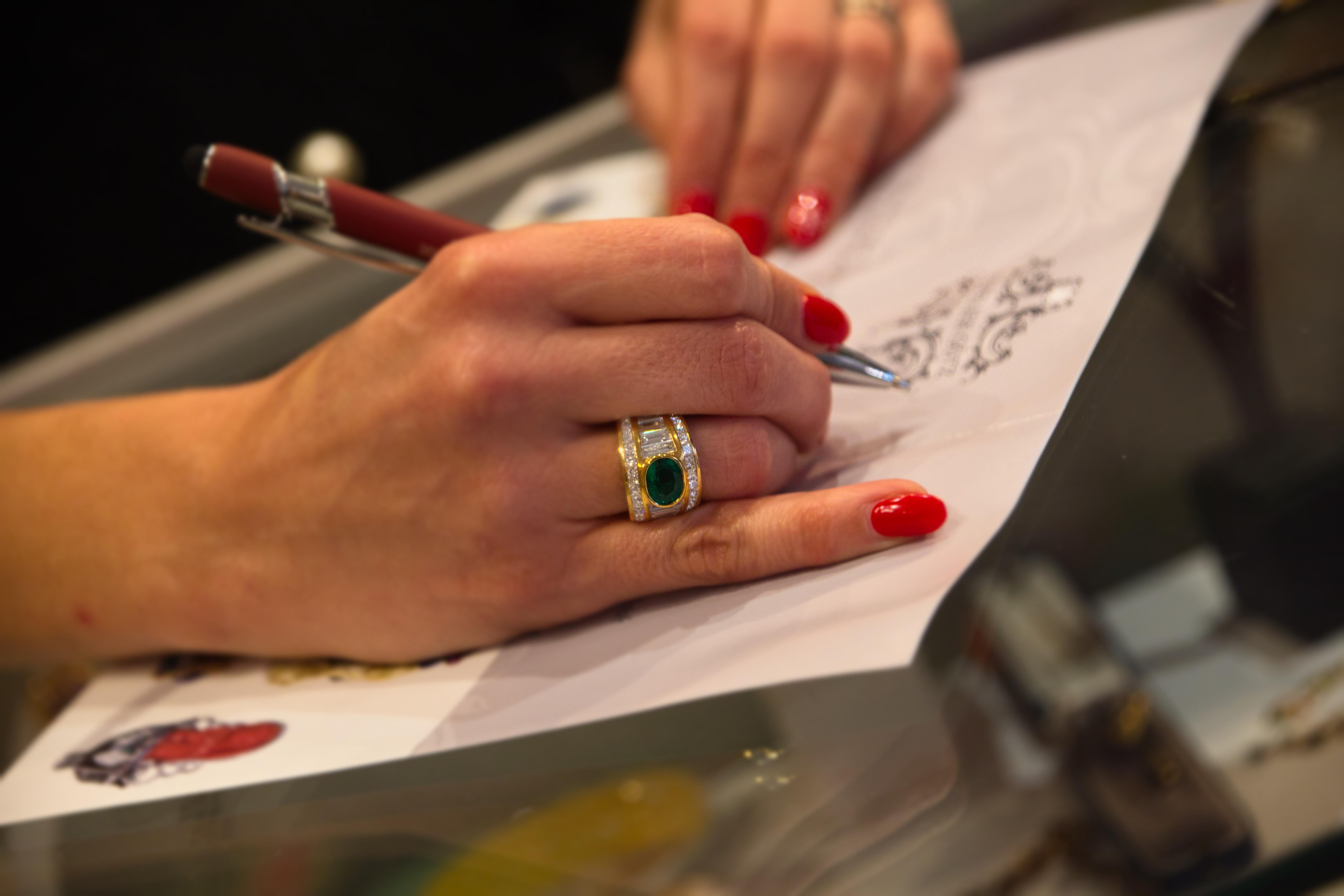 Diamante Sambia Emerald  anello in vendita 7