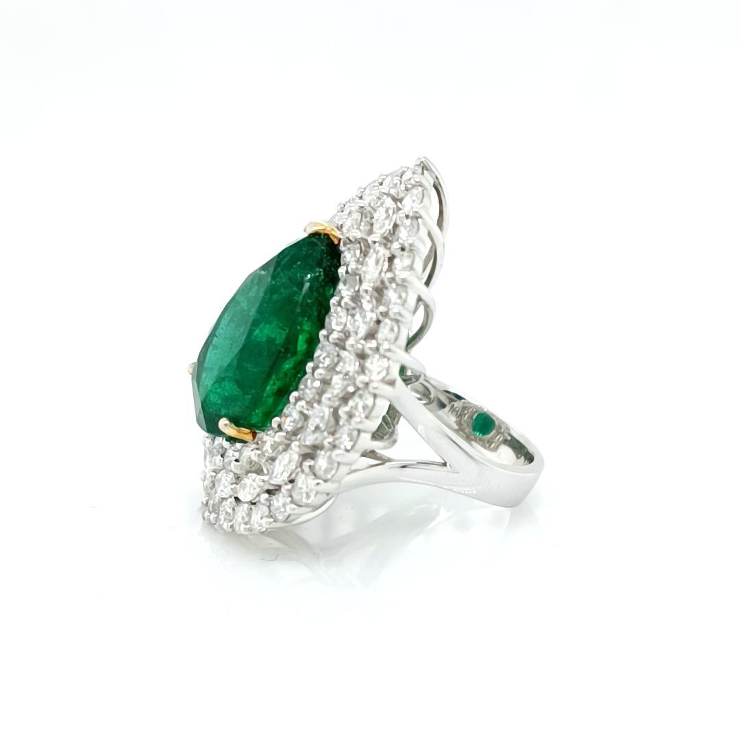 Pear Cut Emerald & Diamond Ring  For Sale