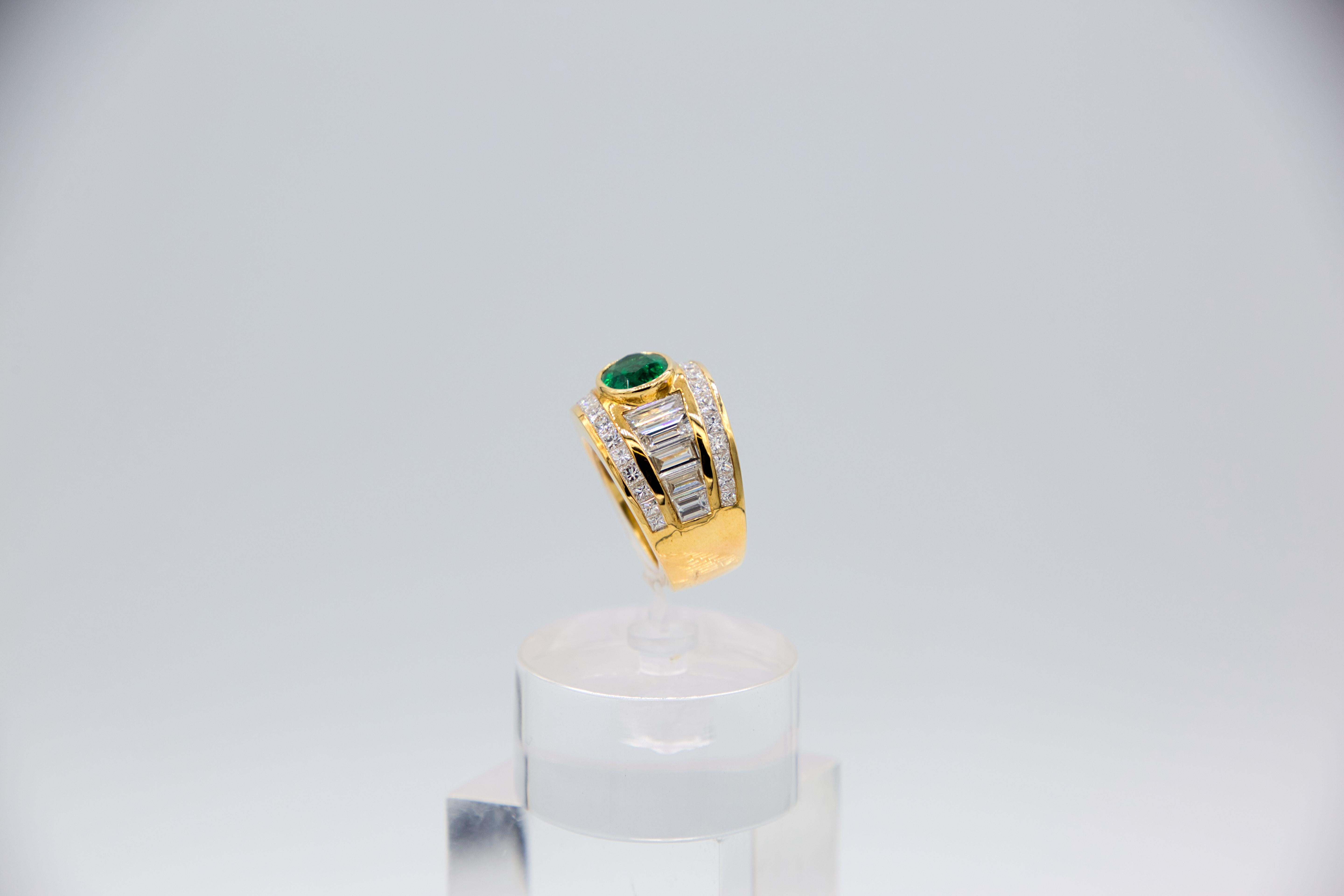 Diamante Sambia Emerald  anello in vendita 1