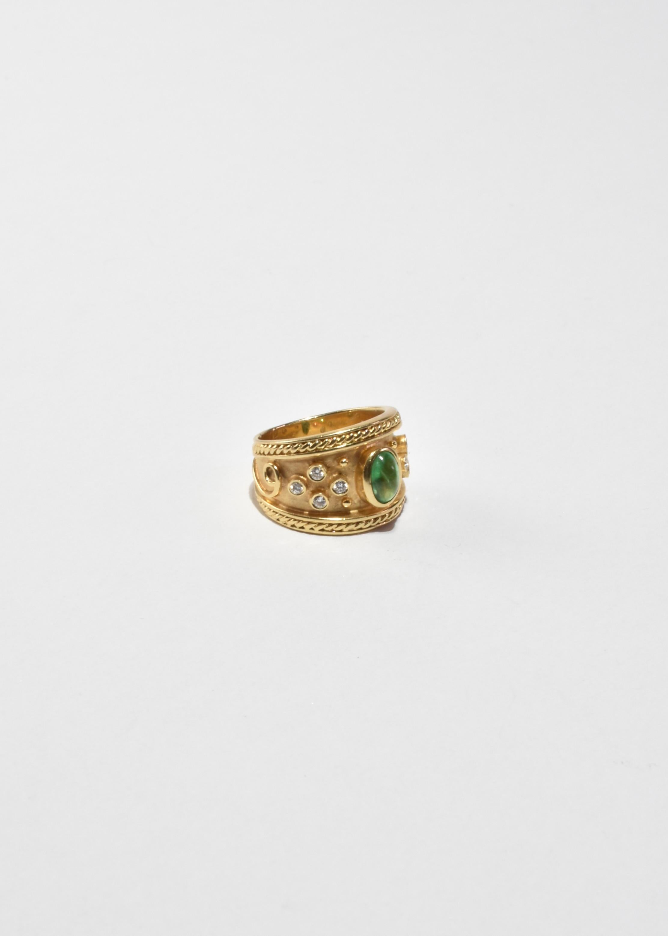 Women's or Men's Emerald Diamond Ring For Sale
