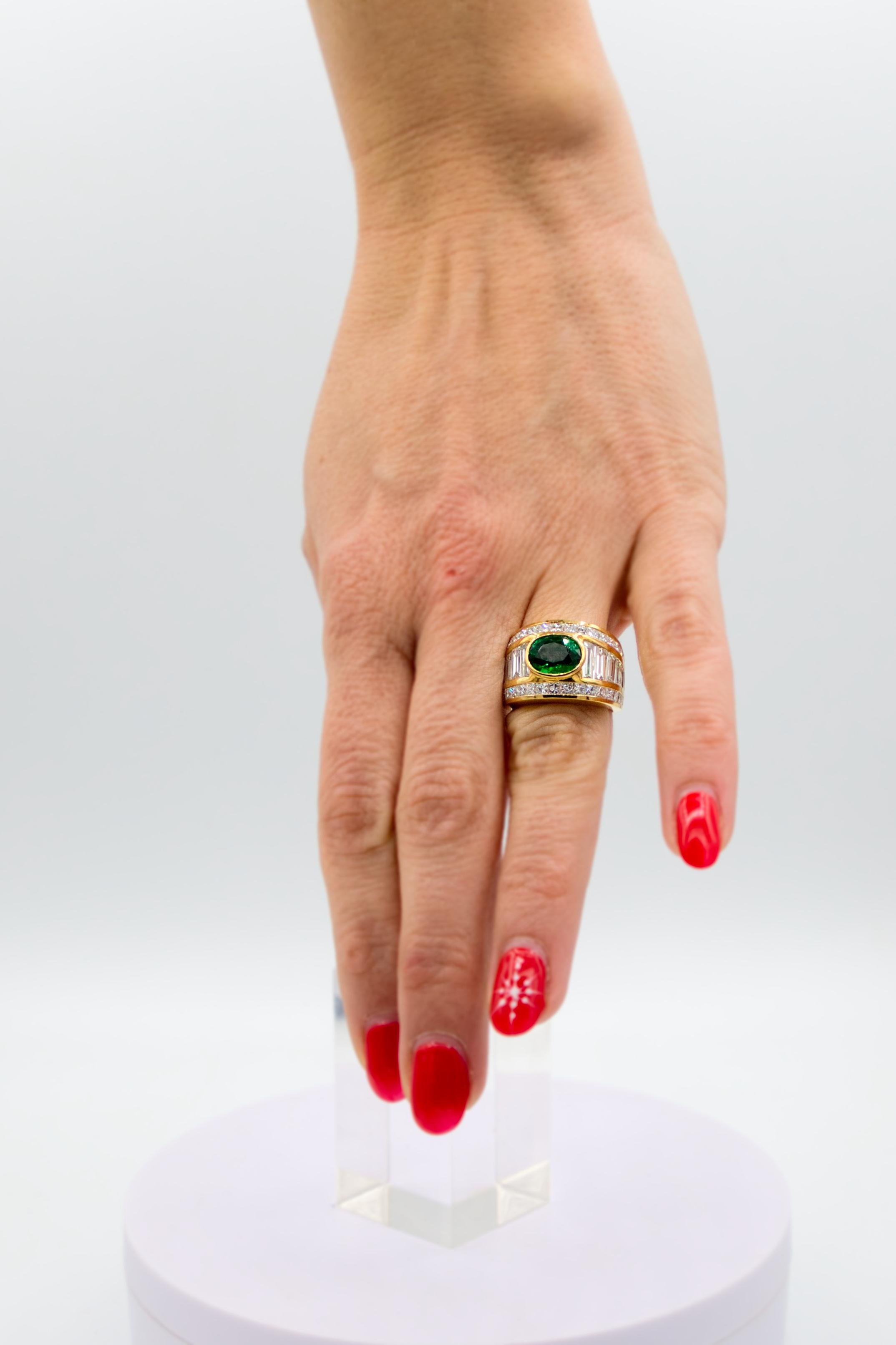 Diamante Sambia Emerald  anello in vendita 4