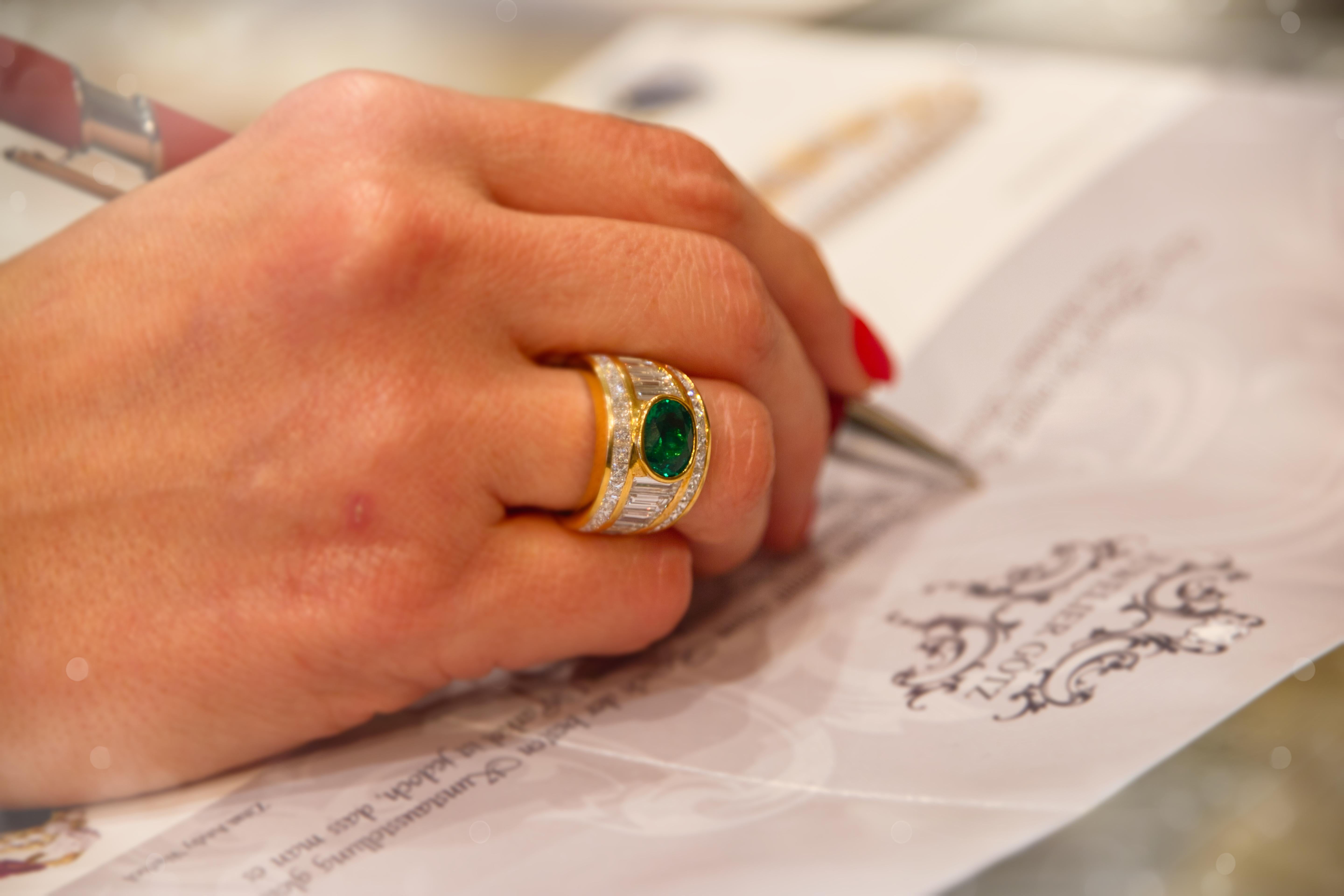 Diamante Sambia Emerald  anello in vendita 5