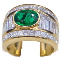Diamante Sambia Emerald  anello