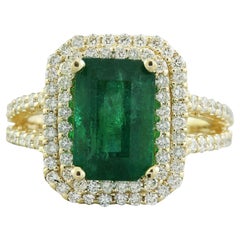 Smaragd-Diamantring aus 14 Karat Gelbgold