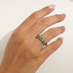 2.36 Carat Natural Emerald & Diamond Eternity Stackable Ring, 14k Yellow Gold