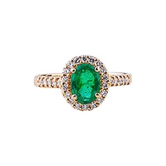 Emerald Diamond Ring in 18 Karat Gold