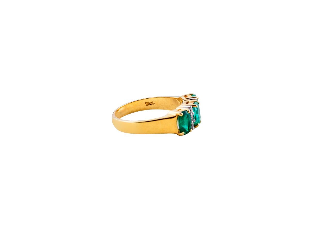 Emerald Cut Emerald Diamond Ring in 18 Karat Yellow Gold