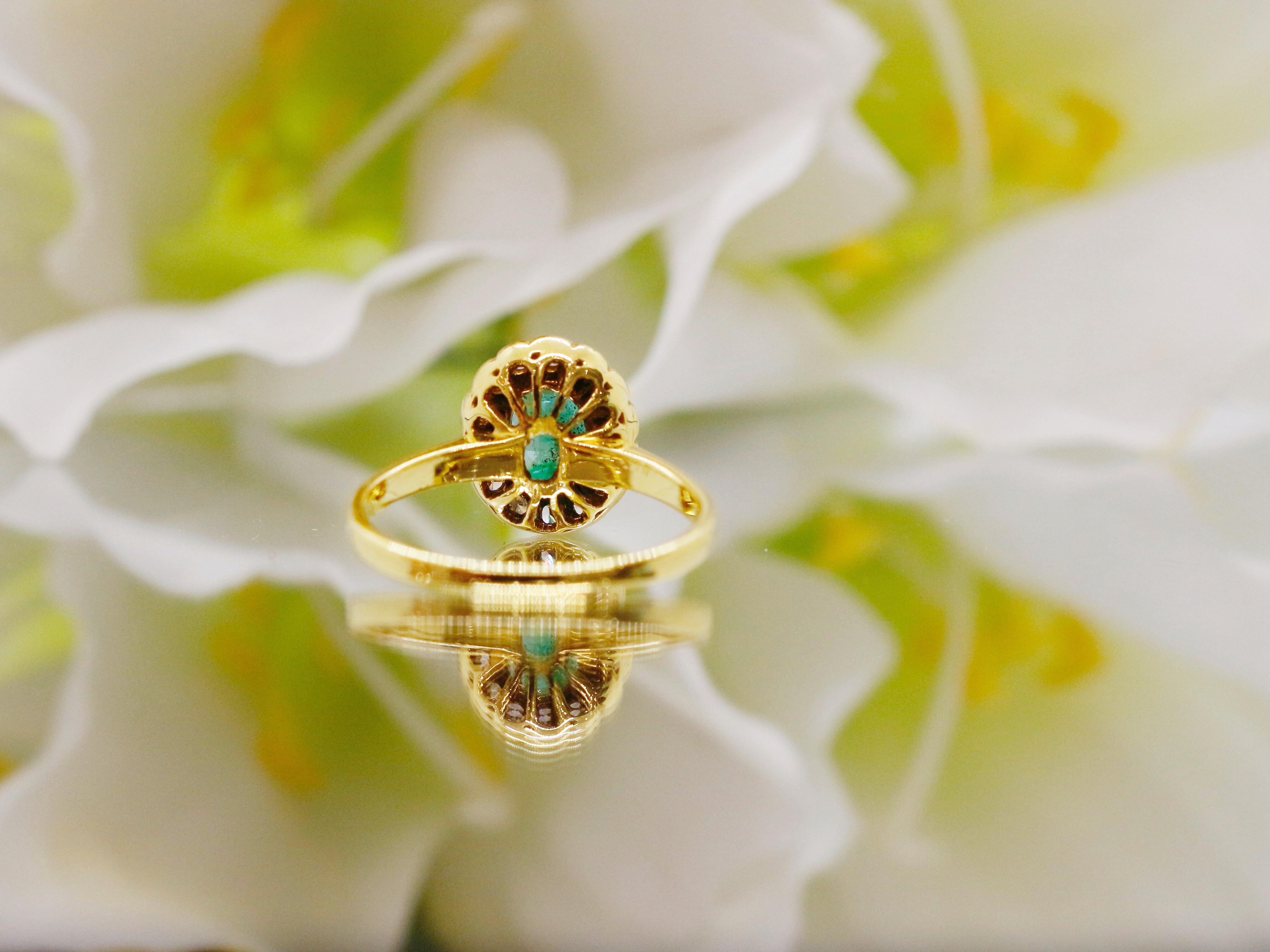 Emerald Diamond Ring in 18karat Gold In New Condition For Sale In Fukuoka City, Fukuoka