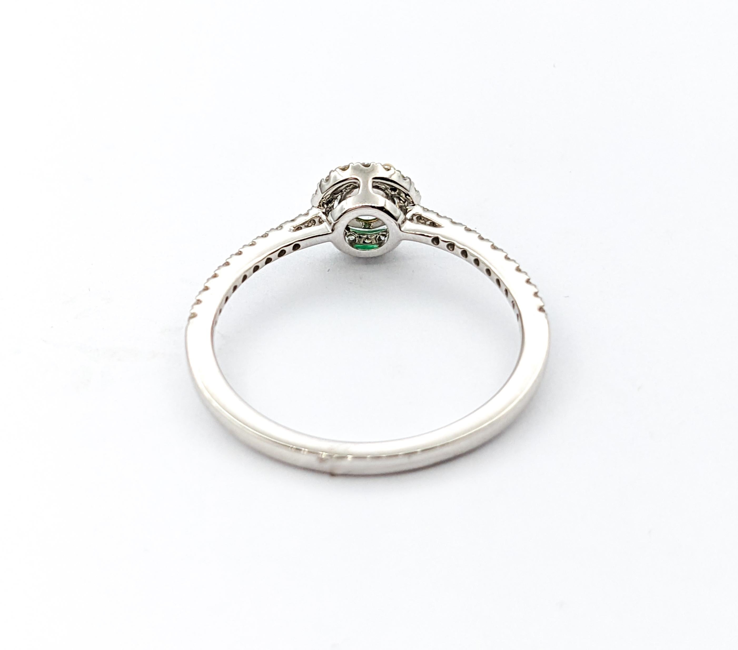 Women's Emerald & Diamond Ring In Platinum For Sale