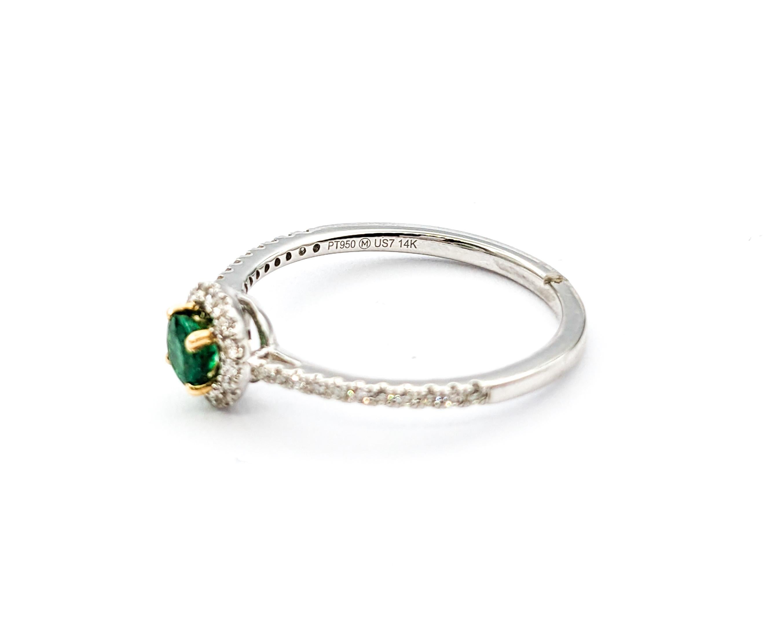 Emerald & Diamond Ring In Platinum For Sale 1