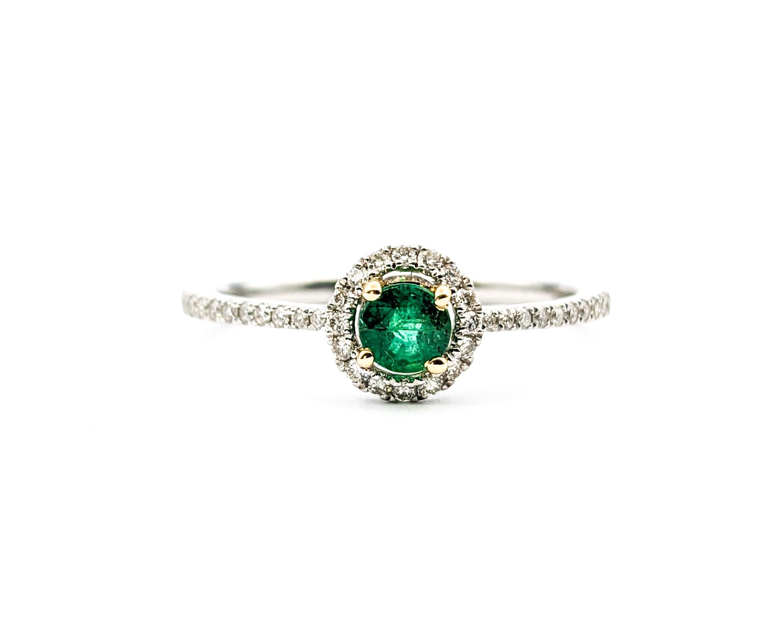 Emerald & Diamond Ring In Platinum For Sale 3