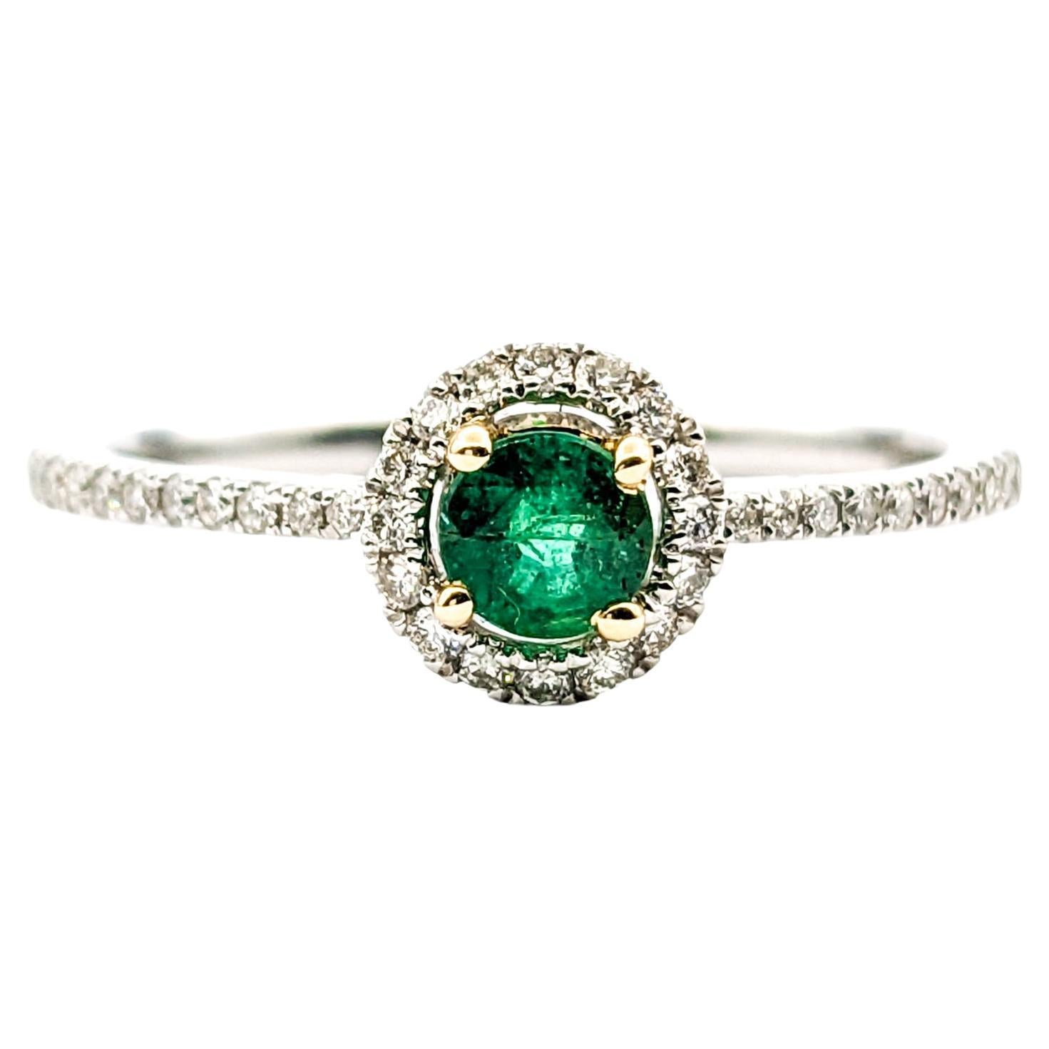 Emerald & Diamond Ring In Platinum For Sale