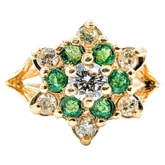 Emerald & Diamond Ring In Yellow Gold