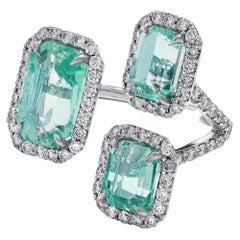 Emerald & Diamond Ring Set in 18k White Gold