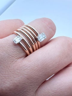 Emerald diamond ring spiral diamond ring 18KT gold