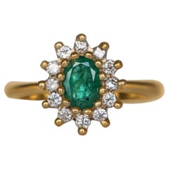 Retro Emerald 0.40 Carat Diamond Ring with 14kt Yellow Gold
