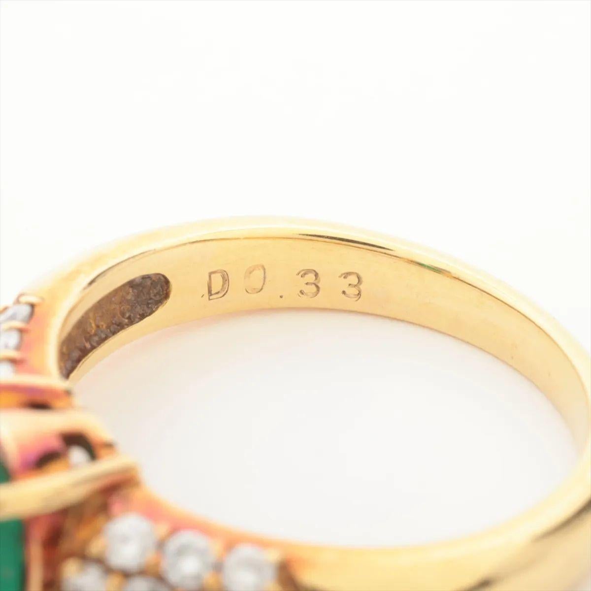 Bague diamant émeraude or jaune Bon état - En vente à Humacao, PR