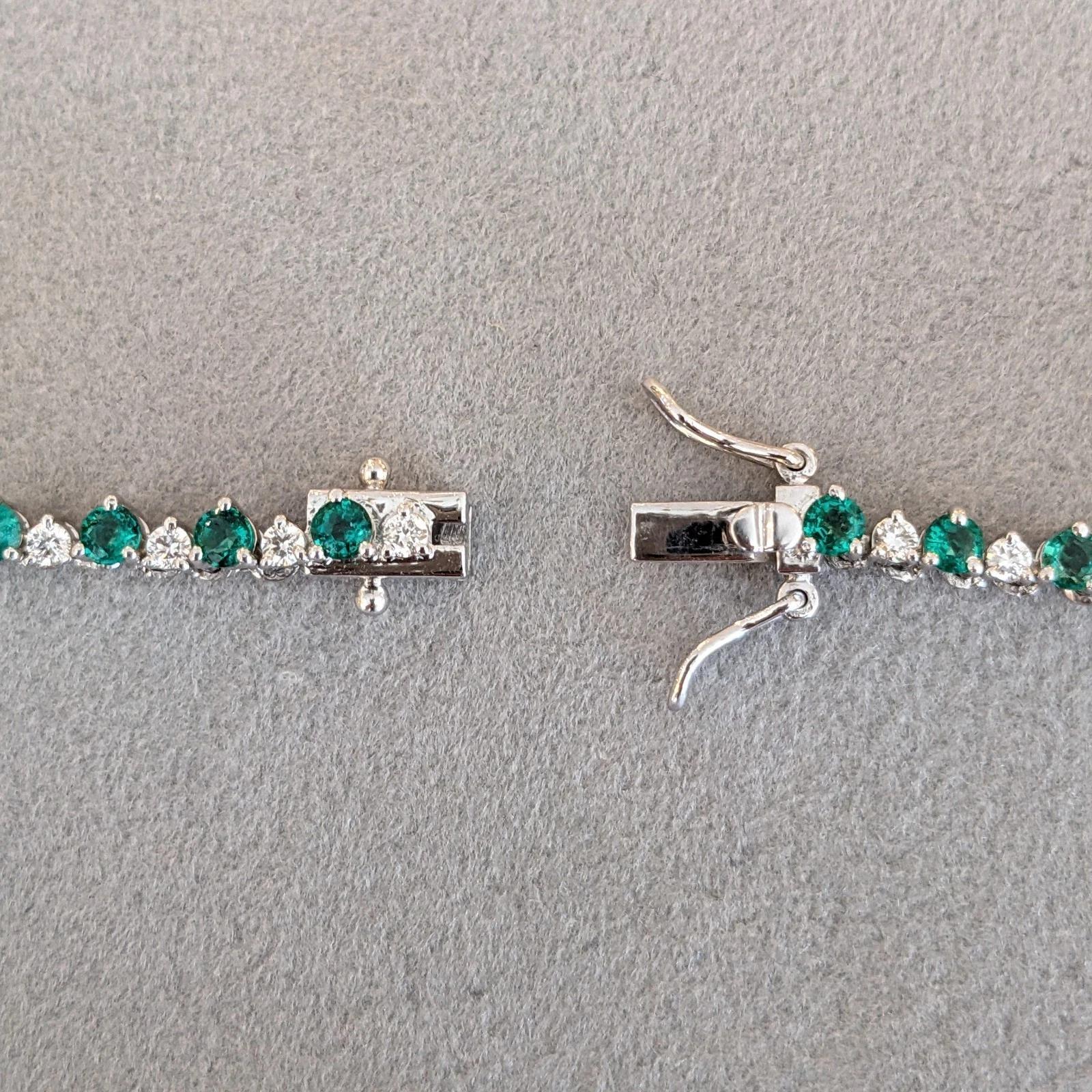 Emerald & Diamond Riviera Tennis Necklace 16.75