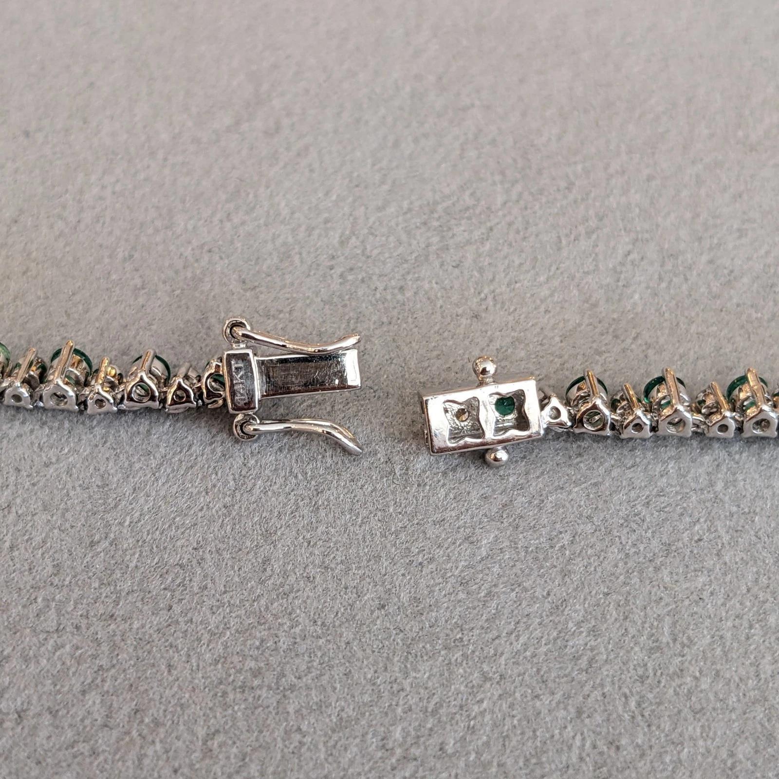 Emerald & Diamond Riviera Tennis Necklace 16.75