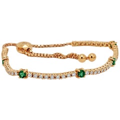 Emerald Diamond Rose Gold Bolo Bracelet