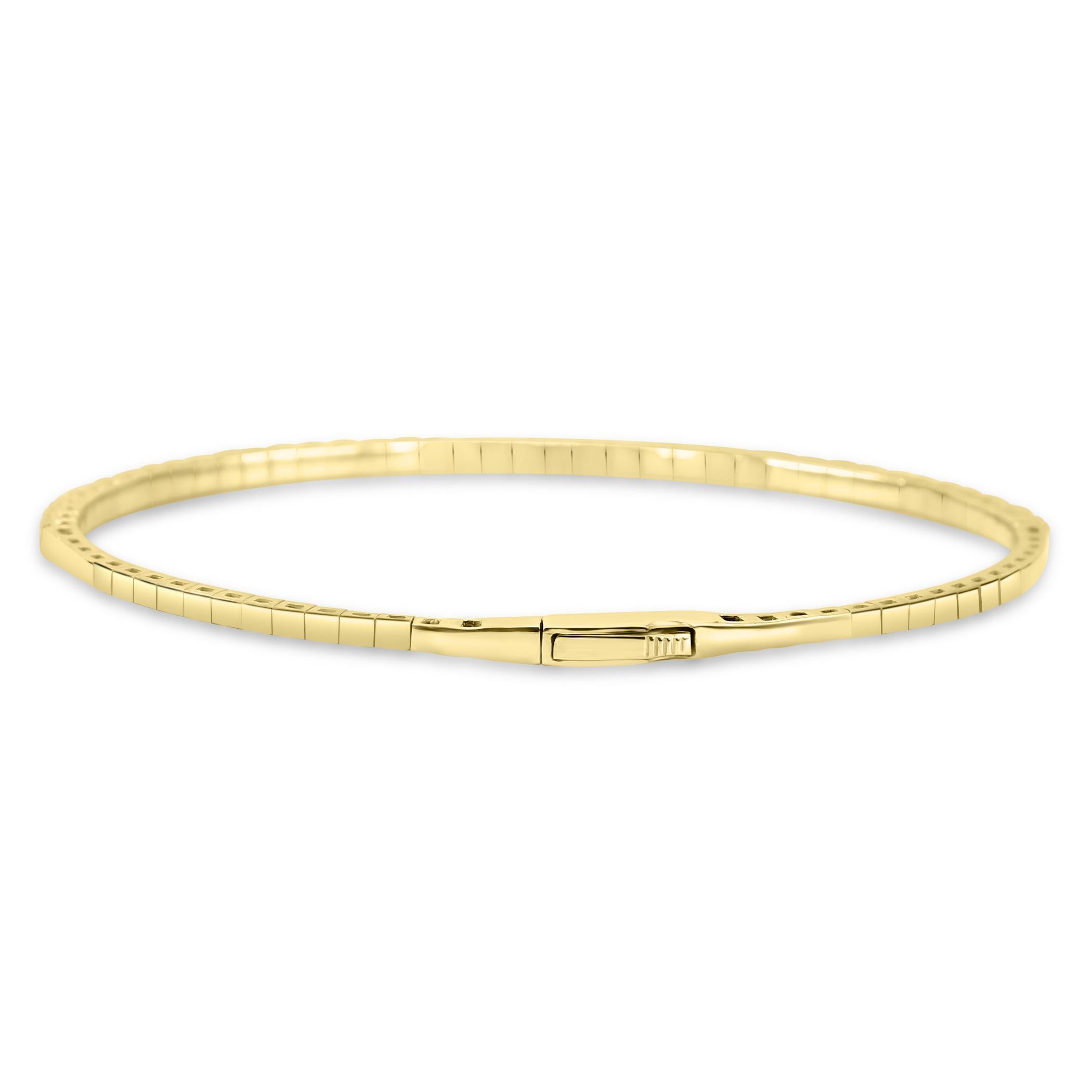 Bracelet jonc à la mode flexible en or jaune 14 carats avec émeraudes et diamants ronds de 0,93 carat Neuf - En vente à New York, NY