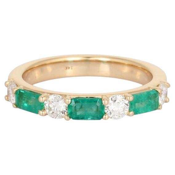 For Sale:  Emerald Diamond Ruby 14K Yellow Gold Eternity Ring